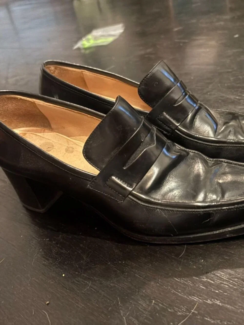 🤍 Vintage Black Leather Penny Loafer Heels 🤍